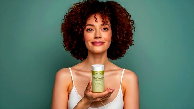 Jeune femme avec un produit de beauté