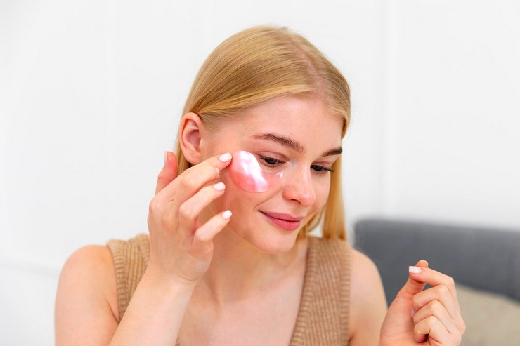 Jeune femme applique une crème sur les rougeurs d'un visage