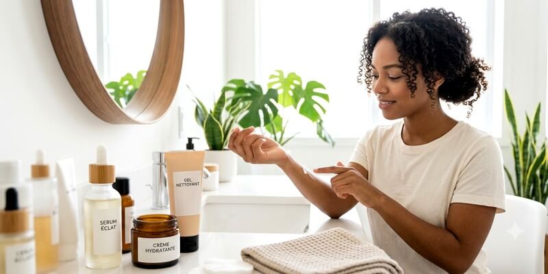 Femme appliquant une crème sur son bras